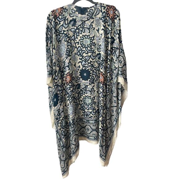 Free People Magic Dance Border Floral Print Kimono Cardigan Sweater Green/White - Picture 5 of 7